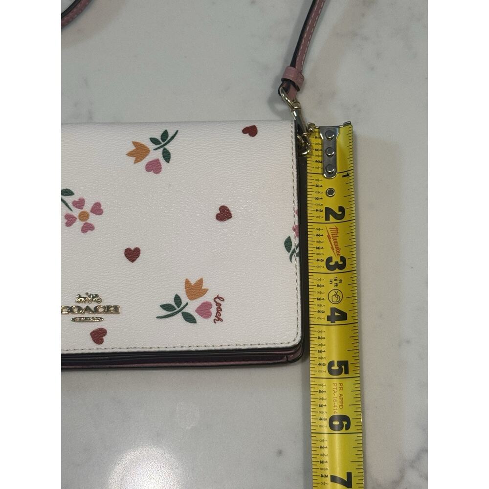 Coach Anna Foldover Clutch Crossbody Bag With Heart Petal Print EUC - Picture 12 of 12